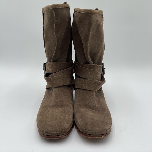 BELLE By SIGERSON MORRISON Women’s 7.5 Who Moto Suede Leather Boots Buckle Strap - Picture 6 of 11